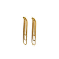 Gold and Silver Multi Chain Draped Geometric Hoop Earrings view 5