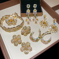 Gold Multicolor Crystal Bracelet Earrings And Rings view 1