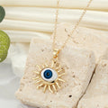 Gold Tone Sculpted Sun Realistic Eyeball Pendant Necklaces view 6