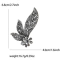 Dark Crystal Leaf Spray Metal Brooch with Floral Cluster view 4