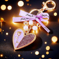 Rose Heart Keychains with Pearl Bow Fortune Cords and Loose Loops view 8