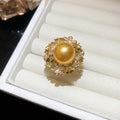 Pearl Crystal Floral Necklace Earrings Ring Jewelry Pieces view 10