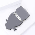 Cream Acrylic Owl Brooch Pin with Black Bow Tie Decorative Jewelry view 4