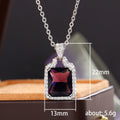 Silver Tone Purple Rectangle Crystal Pendant Necklace view 5