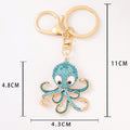 Rhinestone Octopus Keychain Metal Cartoon Pendant Charm view 3