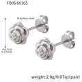 Rose Flower Stud Earrings Stainless Steel Gold Silver view 6