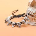 Silver Tone Skull Beads Black Adjustable Cord Bracelet view 2