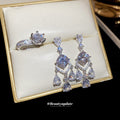 Silver Crystal Diamond Drop Earrings Decorative Jewelry view 2