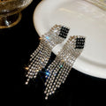 Black and White Crystal Fringe Stud Earrings Fashion Jewelry view 2