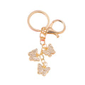 Gold Triple Rhinestone Butterfly Charm Metal Keychain view 5