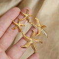 Dual Starfish Drop Earrings Textured Gold Or Steel Tone Metal view 3
