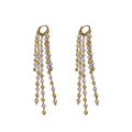 Gold Multi Strand Pearl Tassel Huggie Statement Earrings view 5
