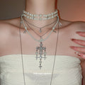 Layered Pearl and Crystal Cross Pendant Necklaces Jewelry Accessory view 1