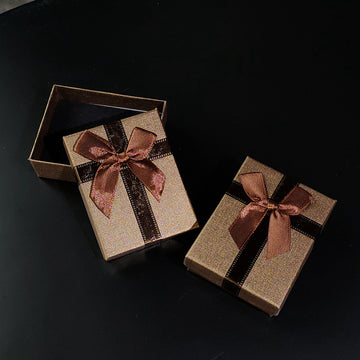 Coffee Glitter Jewelry Gift Boxes Brown Bow Ribbon Packaging