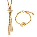 Twisted Rope Tassel Necklace Bracelet Ring Hoop Jewelry Set view 5