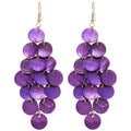 Layered Shell Disc Cluster Hook Earrings in Three Bright Colors view 5