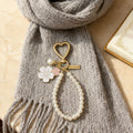 Pearl Bead Flower Heart Clasp Keychain Handmade Tag Charm view 4