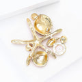 Enamel Starfish and Seashell Brooch with Pearls Decorative Clothing Pin view 4