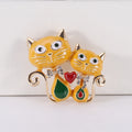 Two Cat Enamel Brooch With Heart and Crystal Bows in Six Colors view 10