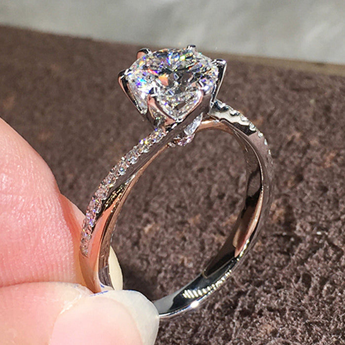 Heart-Shaped Clear Solitaire Pave Ring In Polished Silver Tone