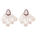 White Shell and Pearl Cluster Drop Earrings Jewelry Accessory view 5