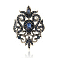 Baroque Scrollwork Brooch With Blue or Gray Faceted Stones view 5