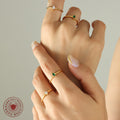 Gold Thin Band Marquise Zircon Ring Clear Or Green Stone view 3