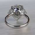 Round Clear Solitaire Sculpted Rose Flower Ring In Silver Tone view 4