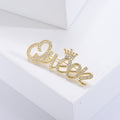 Crystal Queen Script Brooch With Polished Metal And Sculpted Decorative Details view 3