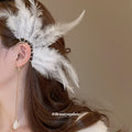 Colorful Feather Long Chain Ear Cuff Earrings Jewelry Accessory view 4