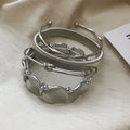 Irregular Disc Coil Twist Metal Open Bangle Set 4 Pcs 2 Tones view 6