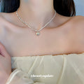 Silver Pearl Chip Bead Necklaces Heart Pendant Three Styles view 2