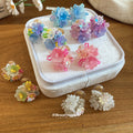 Colorful Crystal Flower Cluster Clip On Earrings In Six Styles view 3