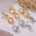 Twisted Rope Circle Stud Earrings With Imitation Pearl view 3