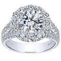 Silver Tone Round Floral Halo Ring With Clear Stones view 1