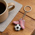 Pink Acrylic Soccer Cleats Ball Keychain Silver Ring view 4