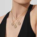 Gold Clover Zircon Circle Pendant Stainless Steel Necklace view 2