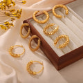 Gold Tone Textured Hoop Earrings Beaded Twisted Mesh Styles view 2