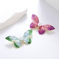 Pink Red Butterfly Crystal Pearl Look Two Designs Metal Brooch Pin view 5