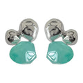 Silver Organic Double Bead Aqua Faceted Drop Earrings view 5
