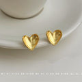 Matte Gold Concave Heart Stud Earrings Soft Satin Finish view 4