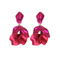 Fuchsia Metal Petal Drop Earrings in Four Floral Styles view 5