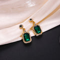 Green Rectangular Crystal Look Necklace Earring and Ring Set view 3