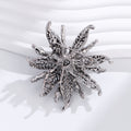 Flower Crystal Metal Brooch Pin 6.5 x 6.5 cm for Jackets and Lapels view 4