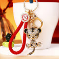 Mixed Jeweled Sitting and Three Dimensional Tiger Keychains in Six Options view 8