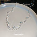 Silver Tone Butterfly and Heart Link Collar Necklace view 4