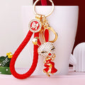 Jeweled Skirt Rabbit Keychains in Four Colors with Braided Loops view 1