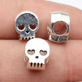 10x8.5x6.5mm 1.8g Antique Silver Zinc Alloy Double-Sided Skull Large Hole Beads for Bracelet Jewelry Making