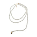 Double Layer White Pearl Necklace Long Drop Heart Charm view 5