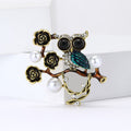 Floral Owl Branch Brooch In Gold And Silver Tones Decorative Lapel Pin view 4